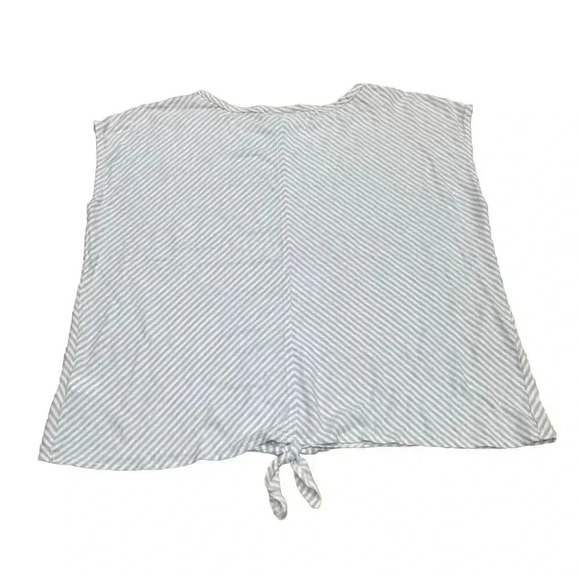 J. Jill Top Shirt Womens Size Large Blue Linen Blend Striped Beachy Nautical - Picture 4 of 9